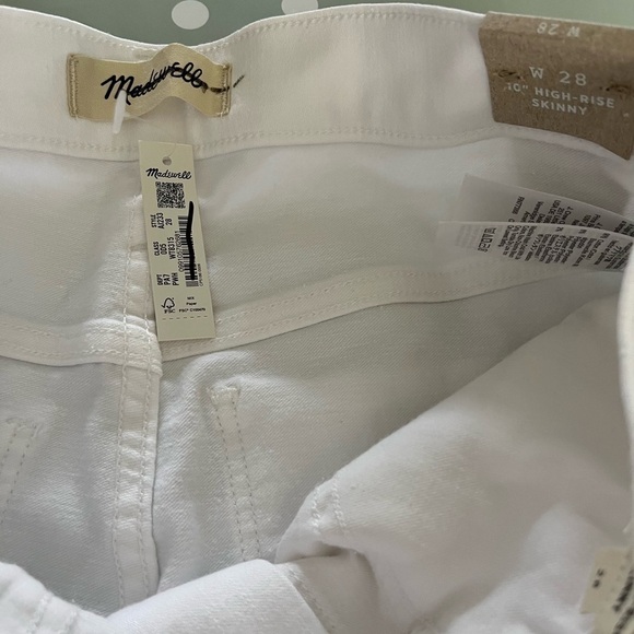 Madewell 10" High Rise Skinny Jeans in Pure White AJ233 - Picture 10 of 11